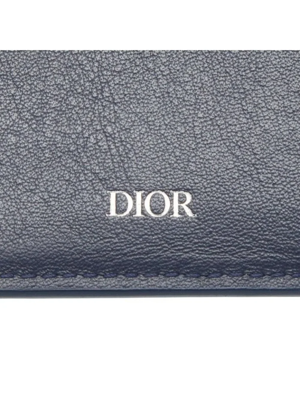Dior Card Case Navy Leather